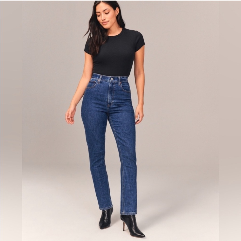 NWT Abercrombie & Fitch Curve Love Ultra High Rise 90s Slim Straight 28 6 xshort